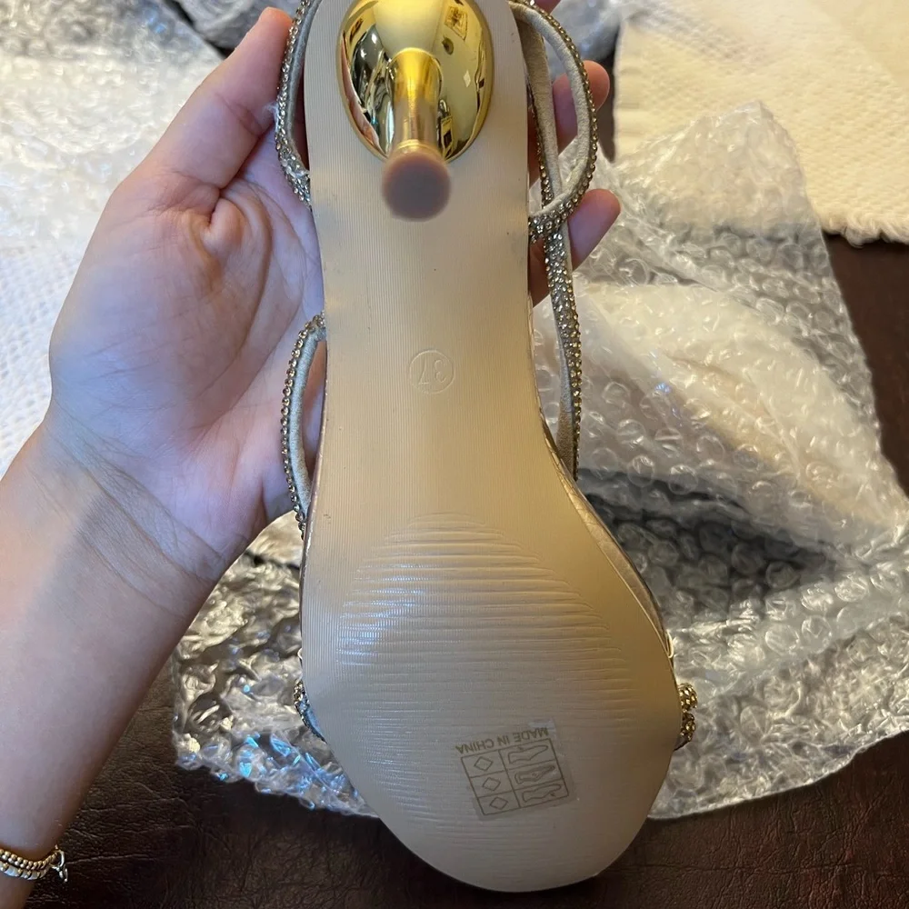 Gold Rhinestone Heels - Picture 3 of 5